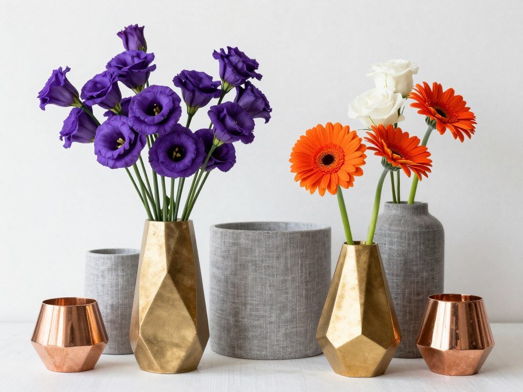 purple and orange wedding with modern geometric design