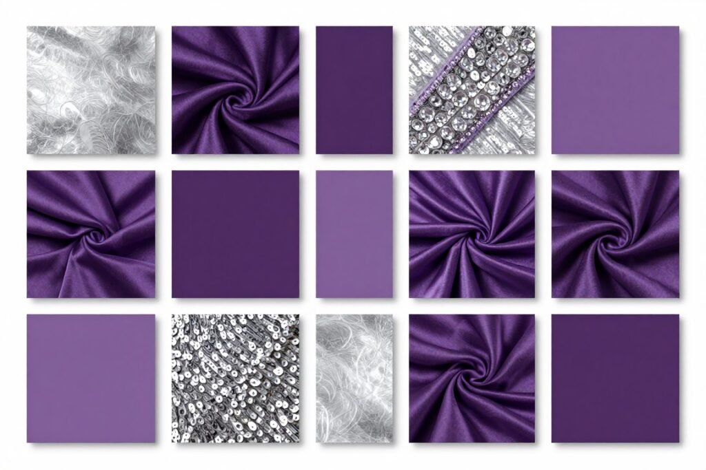 purple and silver wedding color palette with metallic accents