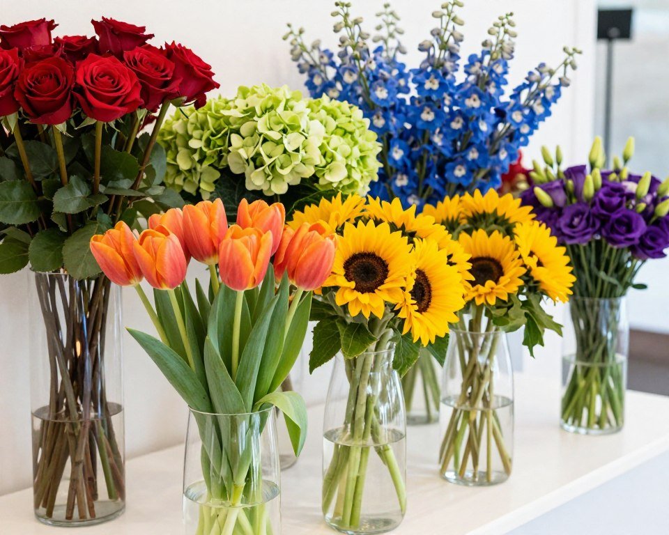 rainbow wedding color palette with all colors of the spectrum