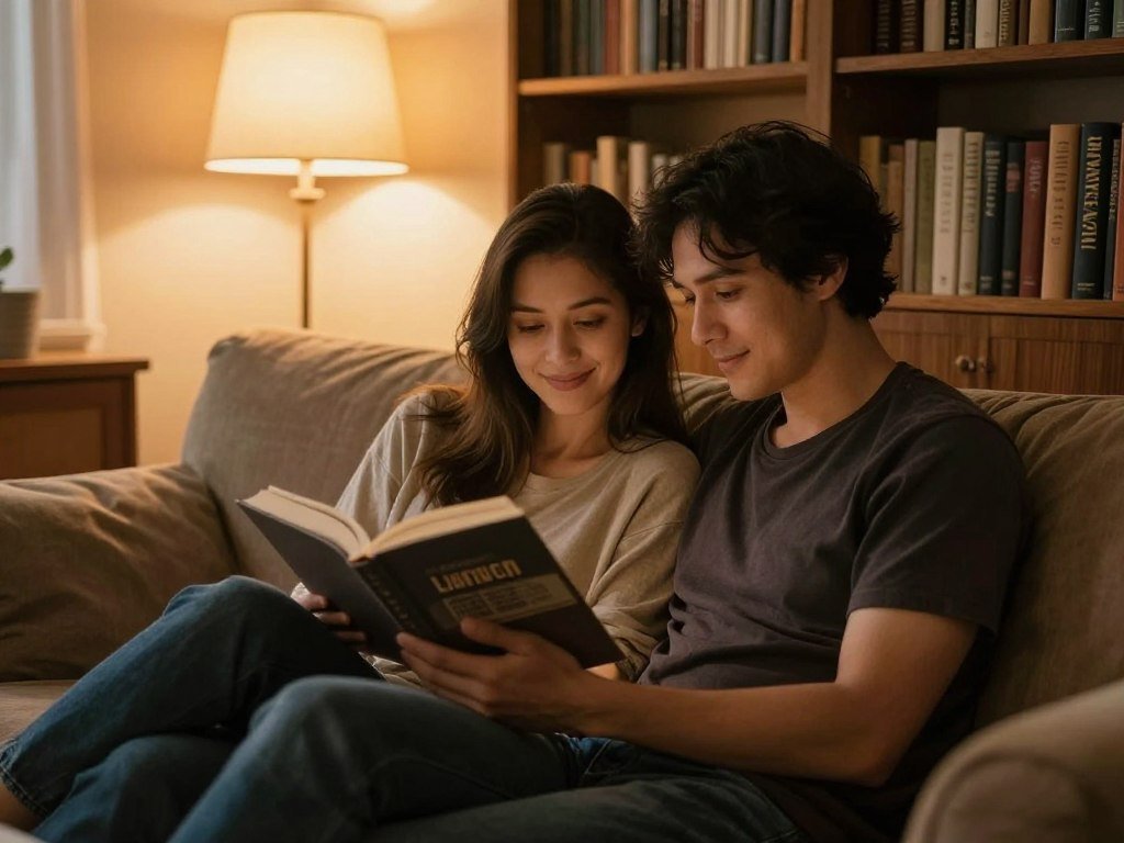 reading together anniversary photo shoot