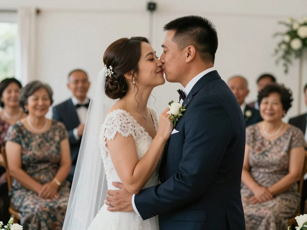 real couple at their small intimate wedding