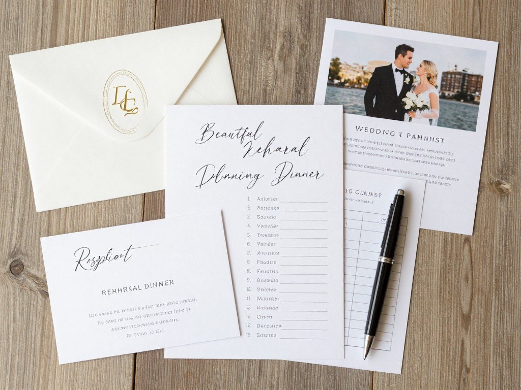 rehearsal dinner invitation and planning materials