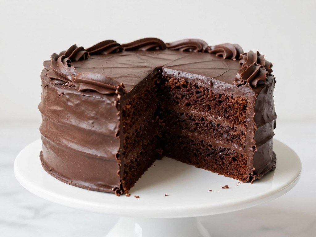 rich chocolate layer cake with chocolate frosting