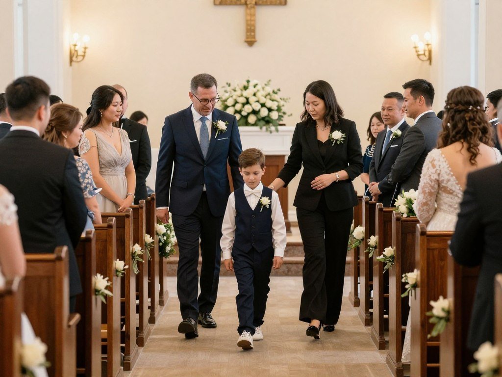 ring bearer at wedding rehearsal