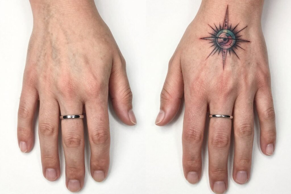 ring finger tattoo cover-up transformation before and after