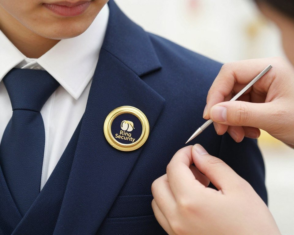 ring security badge pinned to ring bearer outfit
