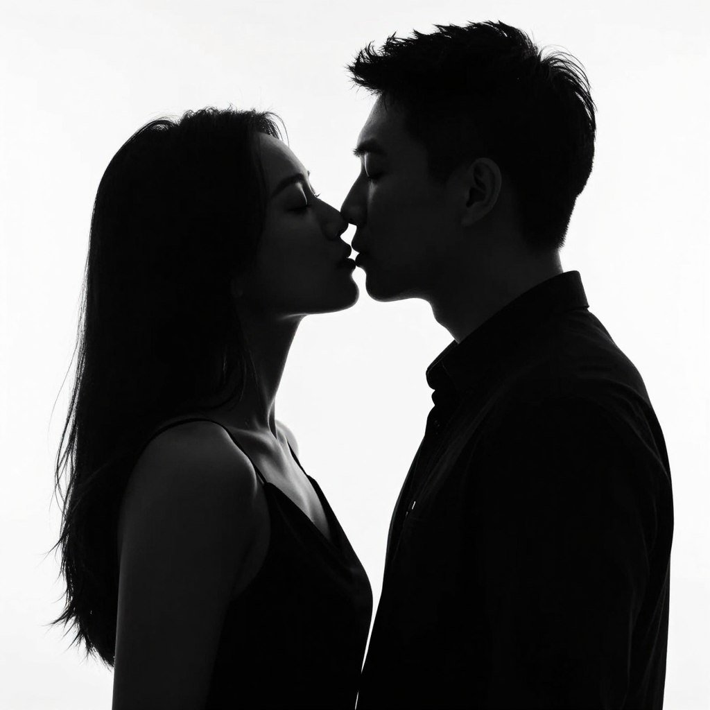 romantic couple silhouette pose with backlighting in photo booth romantic couple silhouette pose with backlighting in photo booth