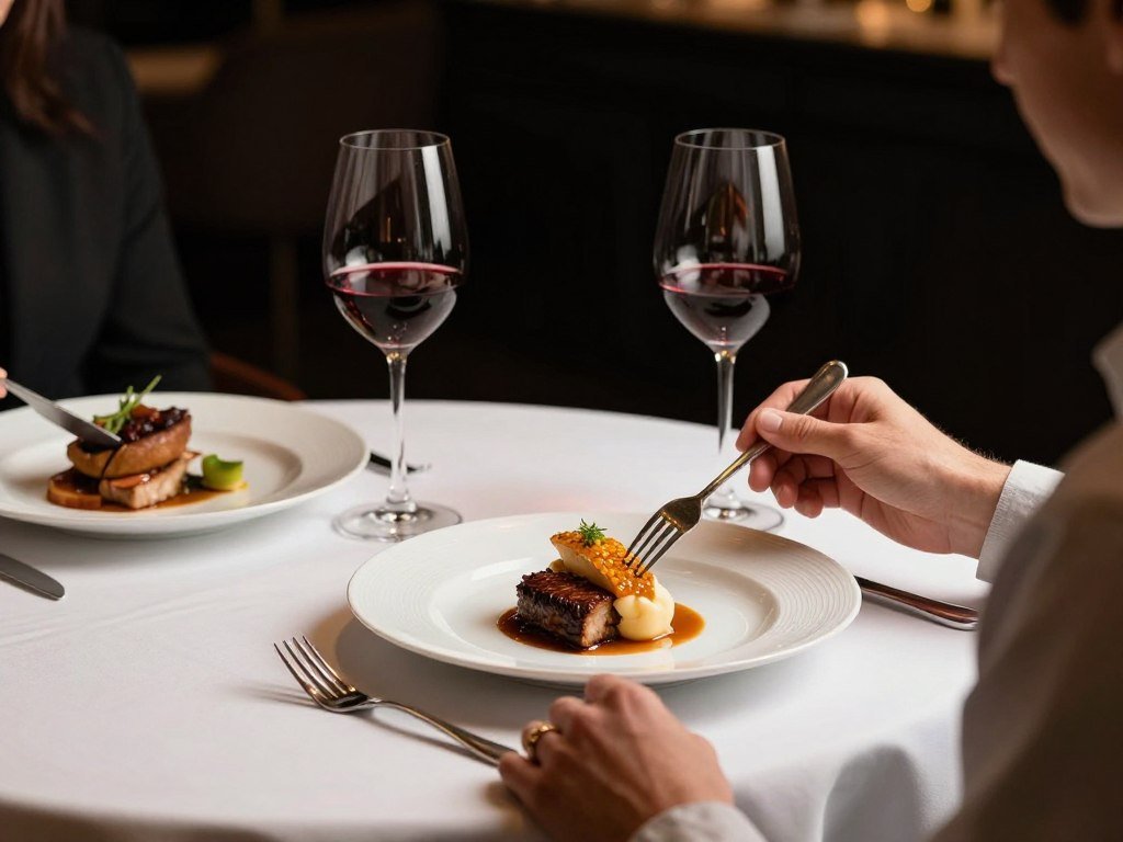 romantic dinner date with multiple courses and wine pairings