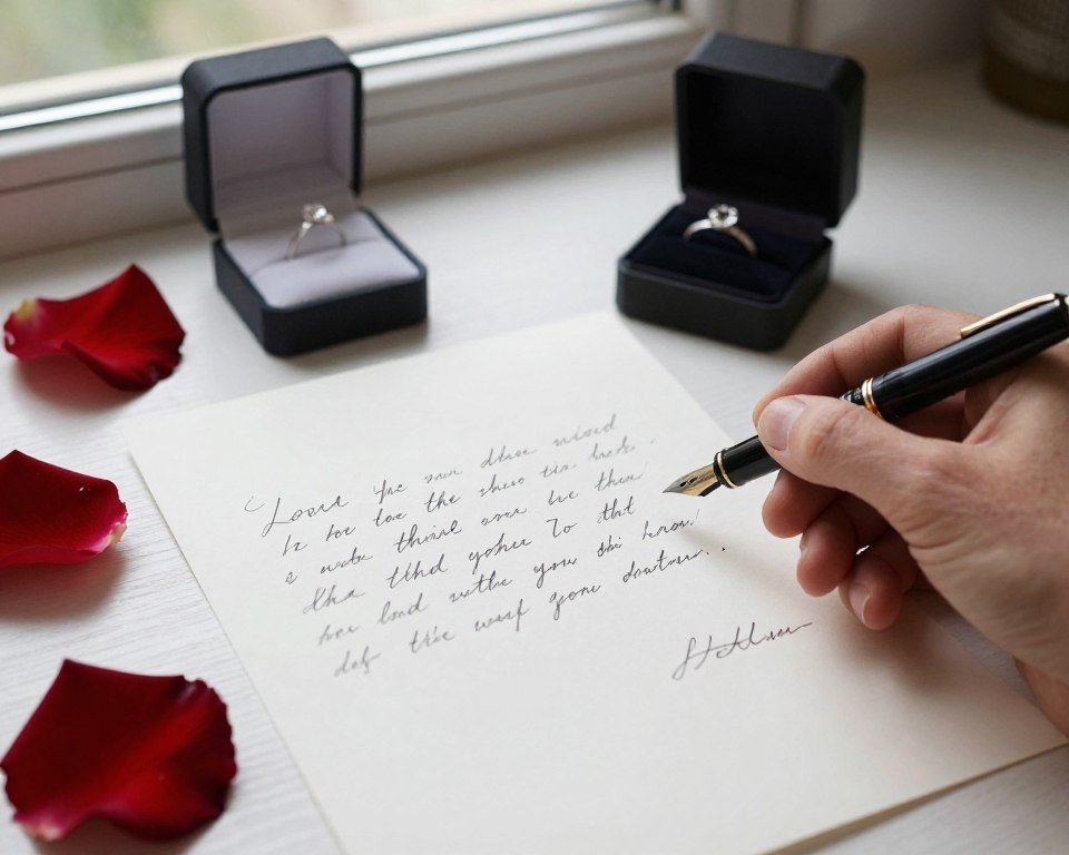 romantic handwritten letter proposal with ring
