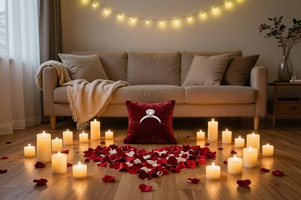 romantic home proposal setup in living room romantic home proposal setup in living room
