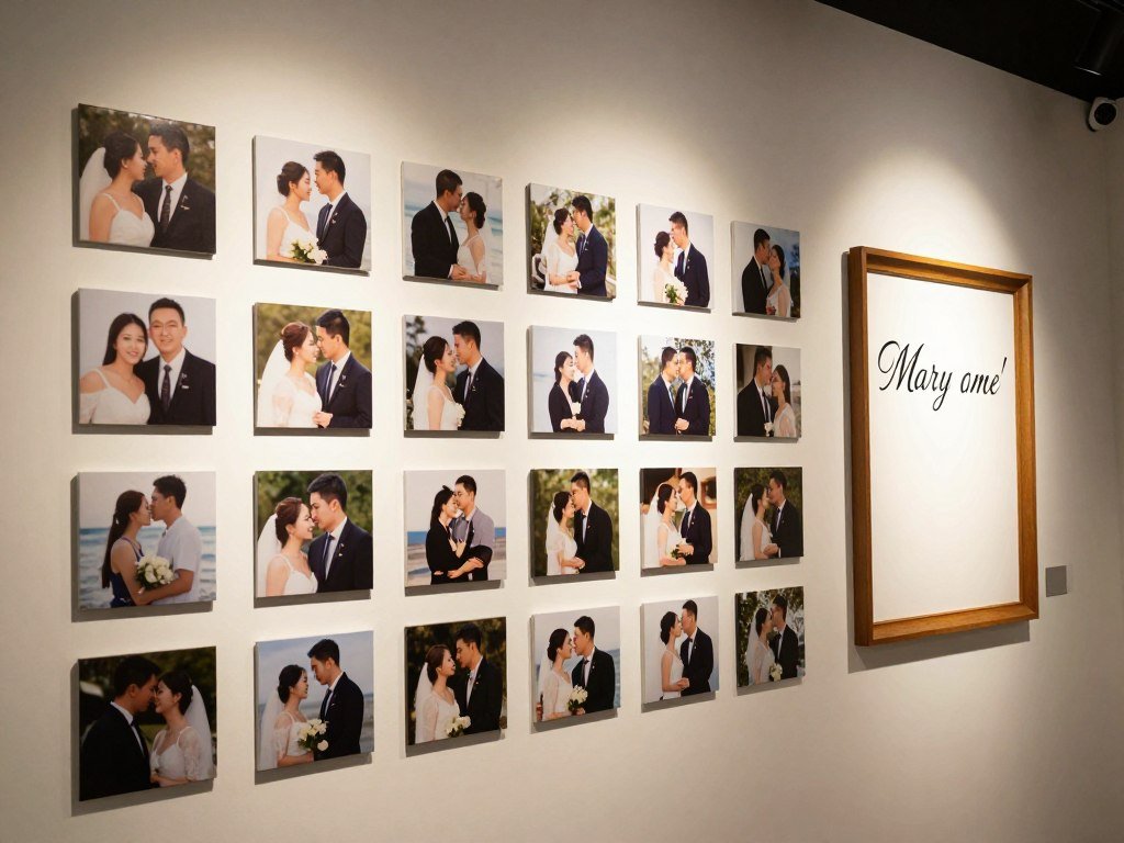 romantic photo display showing couple's relationship timeline