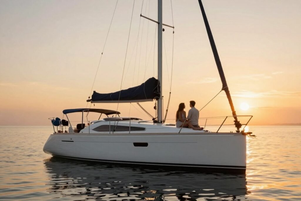 romantic sunset boat proposal