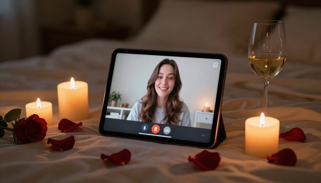 romantic video call setup with candles