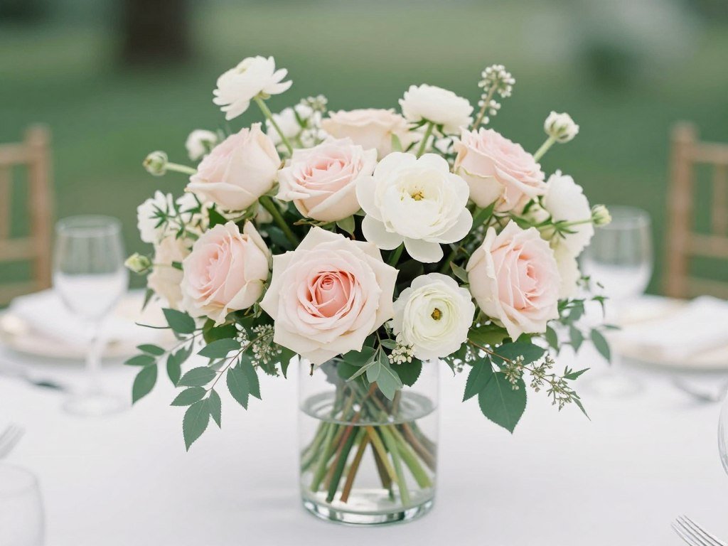 romantic wedding centerpieces with roses and peonies in glass vessels romantic wedding centerpieces with roses and peonies in glass vessels
