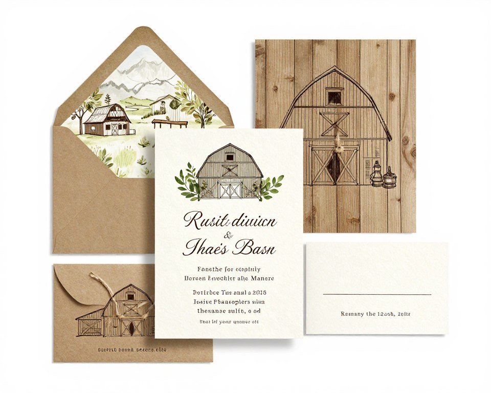 rustic barn wedding invitation suite