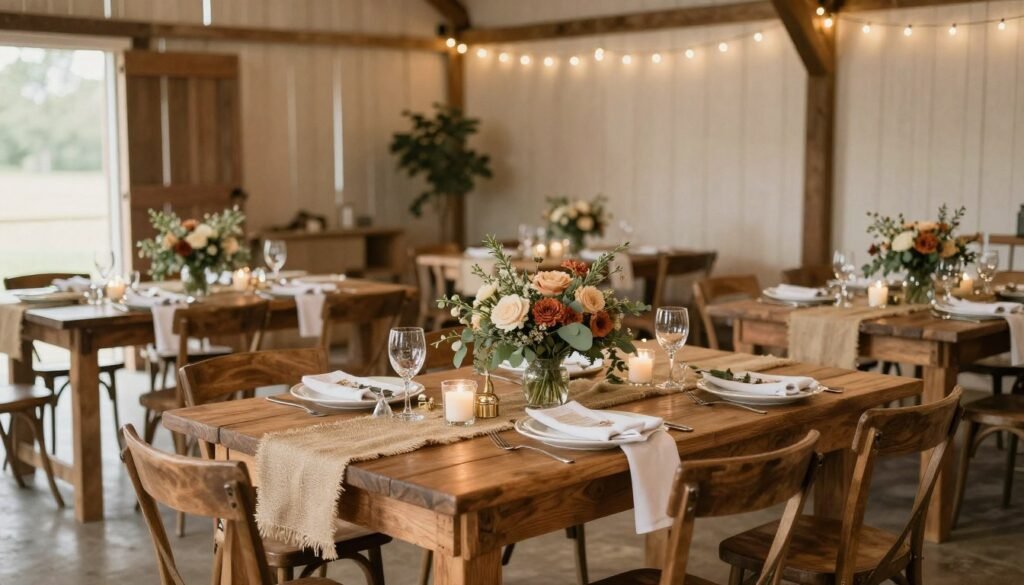 rustic barn wedding with natural earth tone color palette