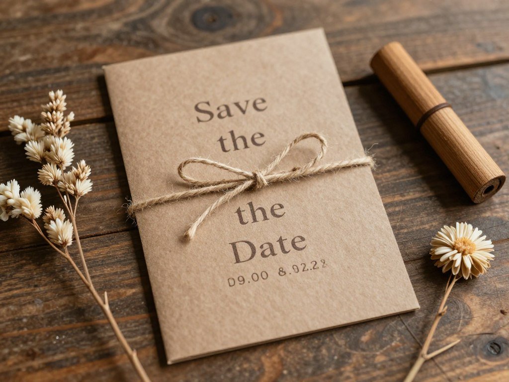 rustic save the date with natural elements