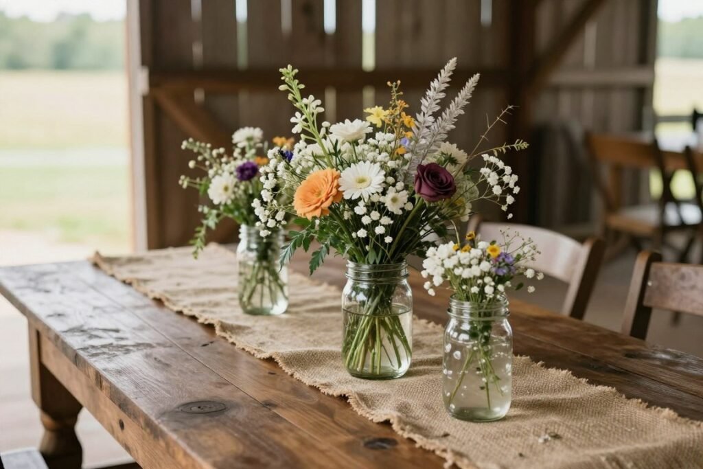 rustic wedding centerpieces with wildflowers in mason jars rustic wedding centerpieces with wildflowers in mason jars