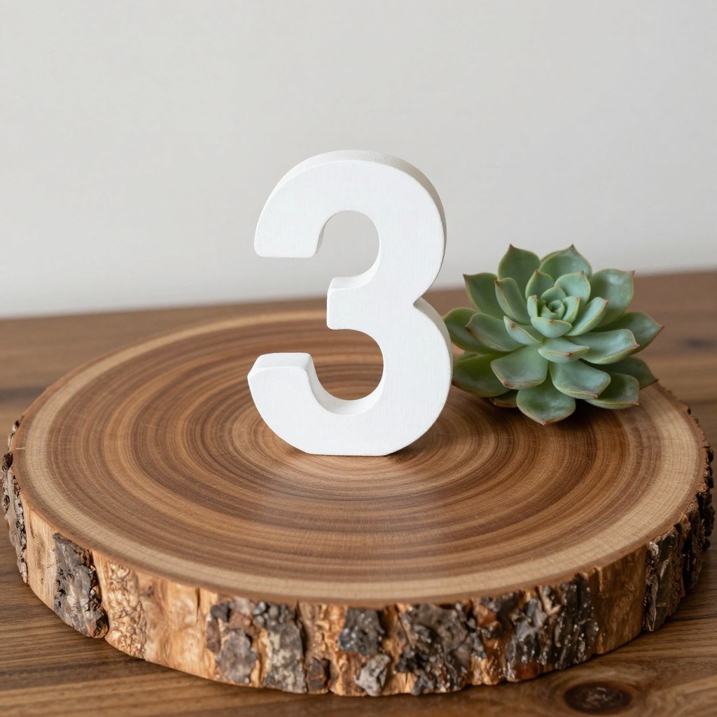 rustic wood slice table number for wedding reception