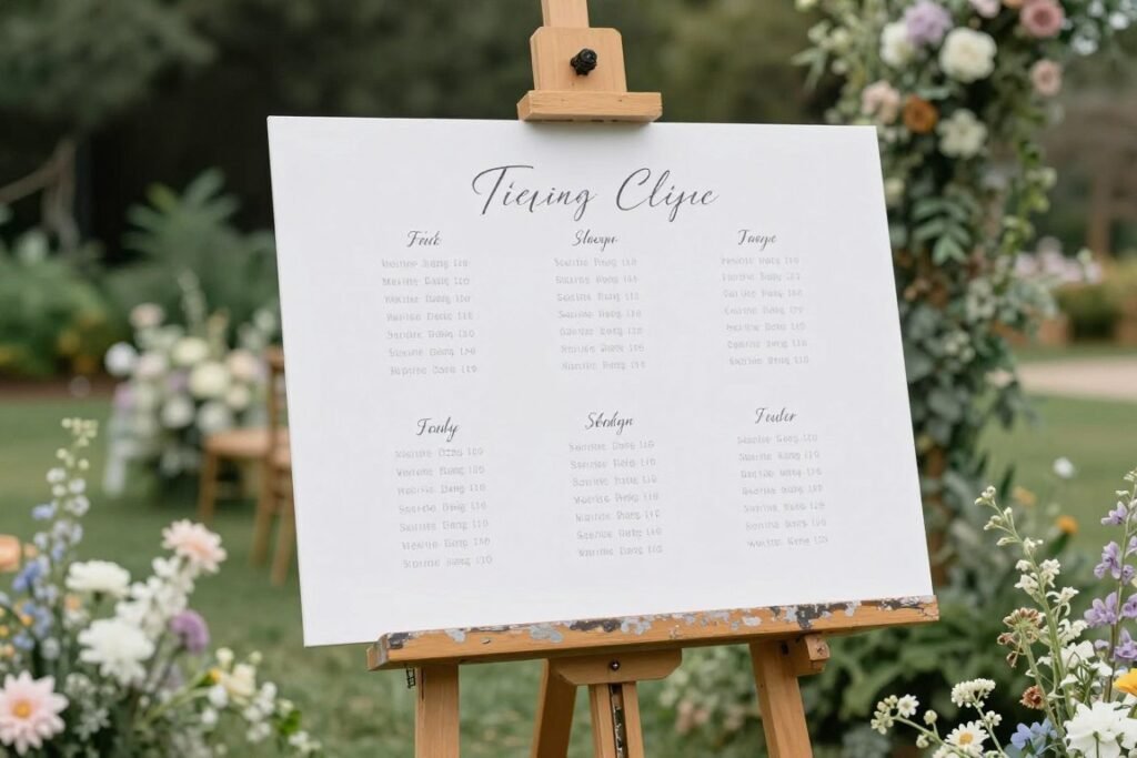 rustic wooden easel displaying wedding seating chart outdoors rustic wooden easel displaying wedding seating chart outdoors