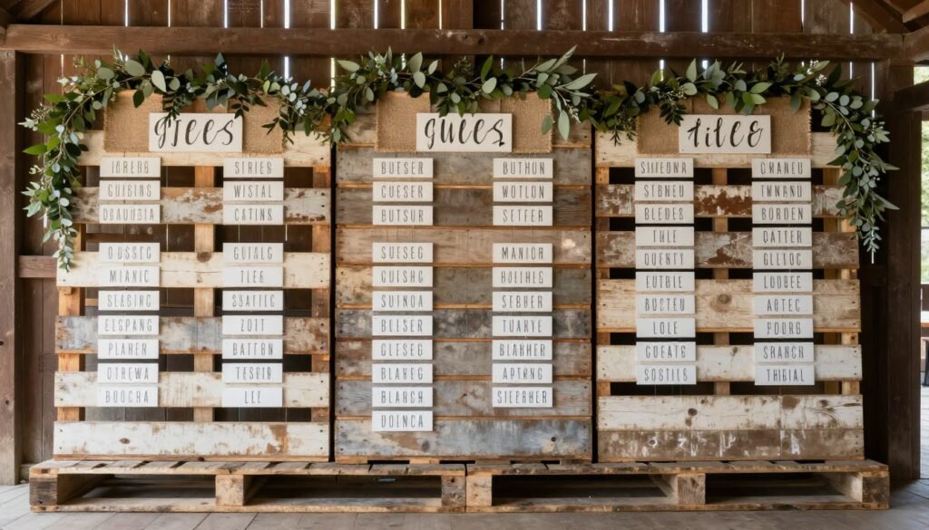 rustic wooden pallet wedding seating chart