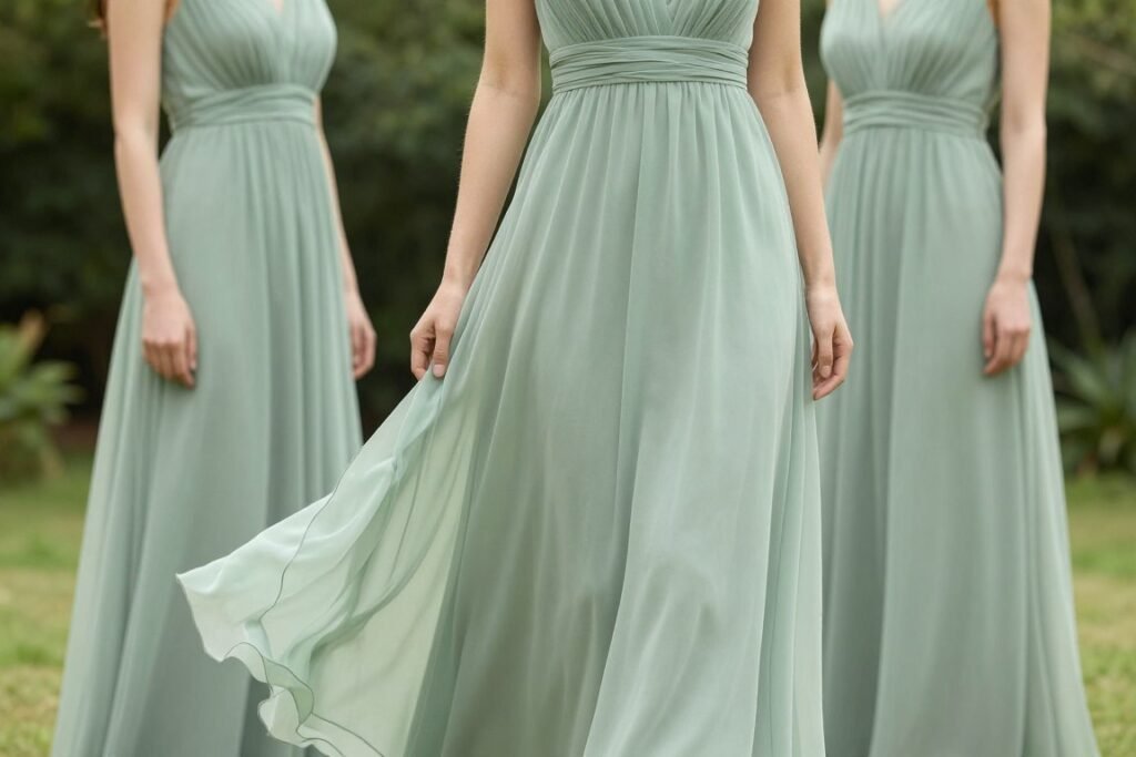 sage green bridesmaid dress perfect for garden wedding