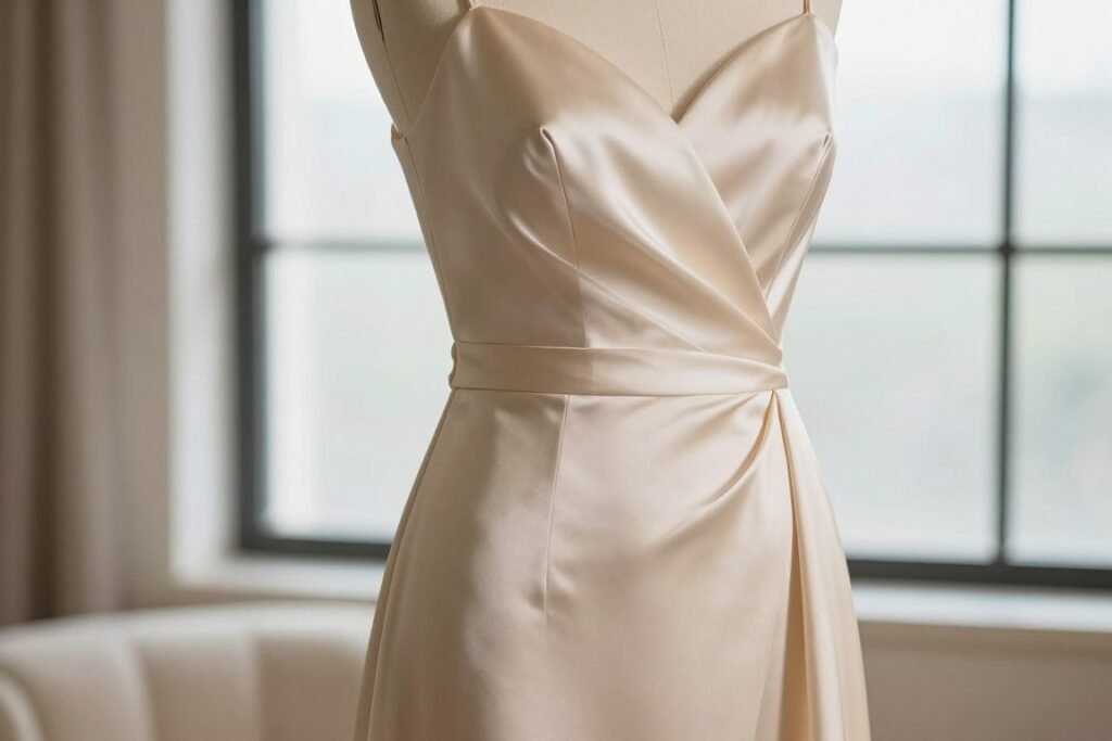 satin bridesmaid dress with elegant sheen perfect for summer wedding