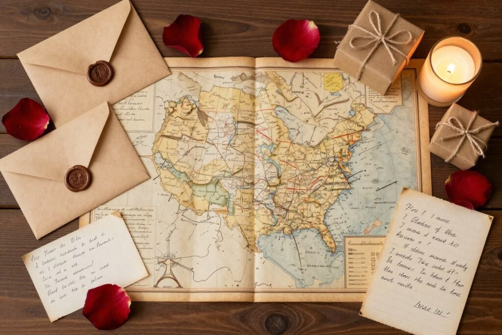 scavenger hunt proposal with notes and clues