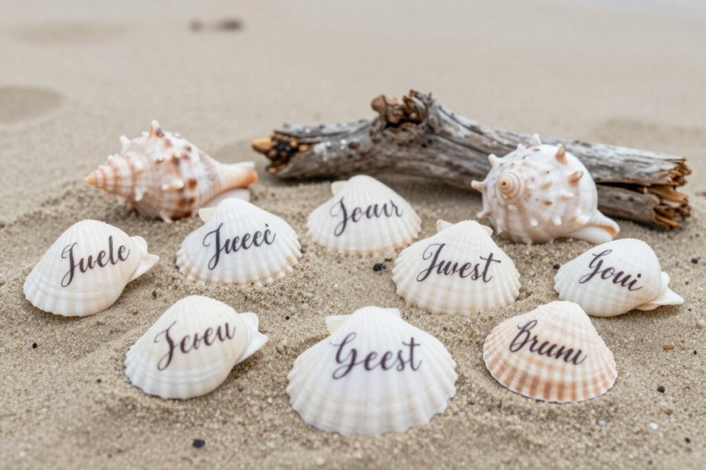 seashell escort cards for beach wedding theme seashell escort cards for beach wedding theme