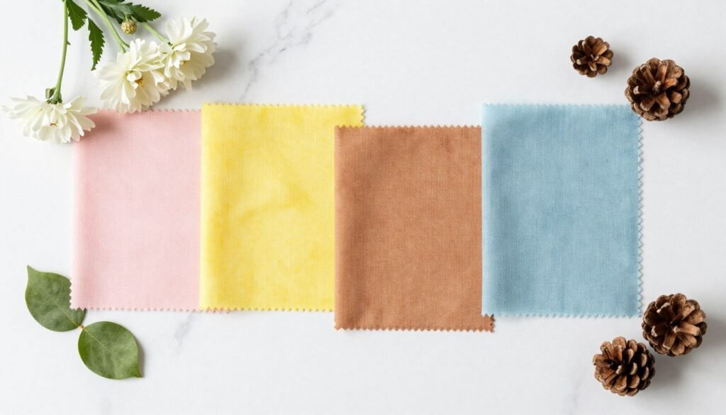 seasonal bridesmaid dress colors displayed showing spring summer fall winter palette options