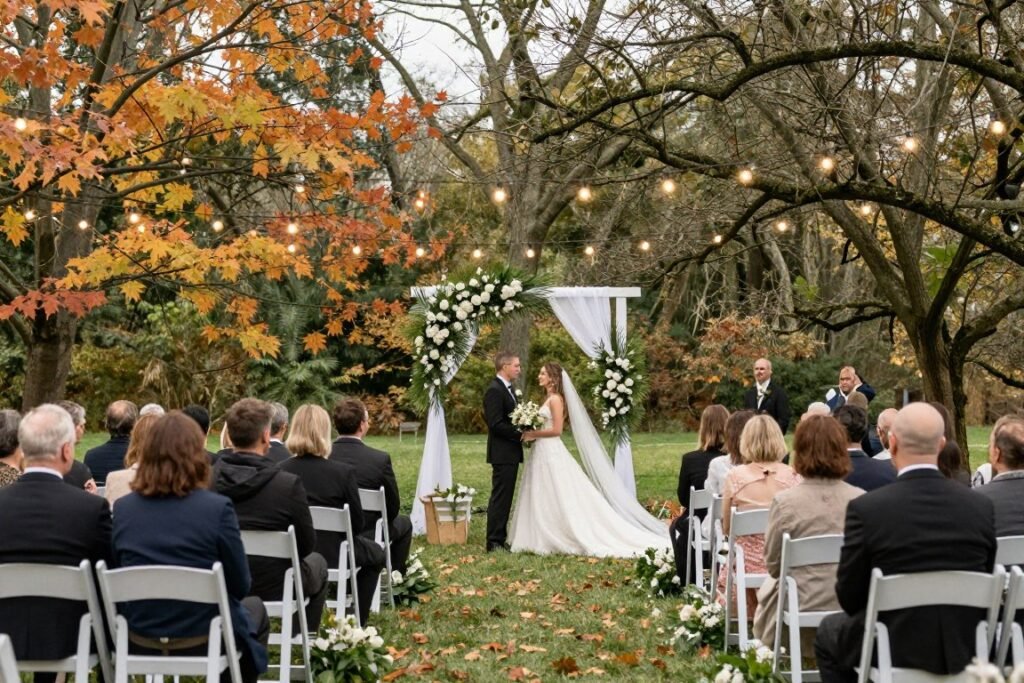 seasonal small wedding outdoor setting