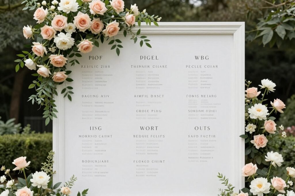 seating chart surrounded by romantic rose and peony arrangement seating chart surrounded by romantic rose and peony arrangement