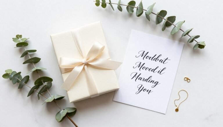 simple bridesmaid proposal setup with handwritten card and small gift box