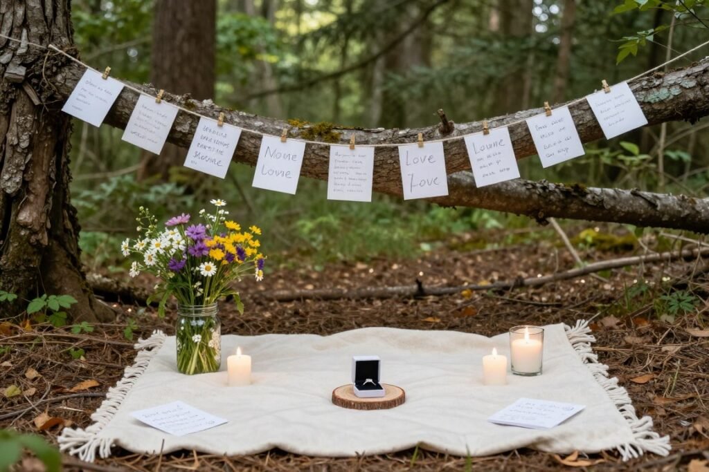 simple budget-friendly proposal setup in nature simple budget-friendly proposal setup in nature