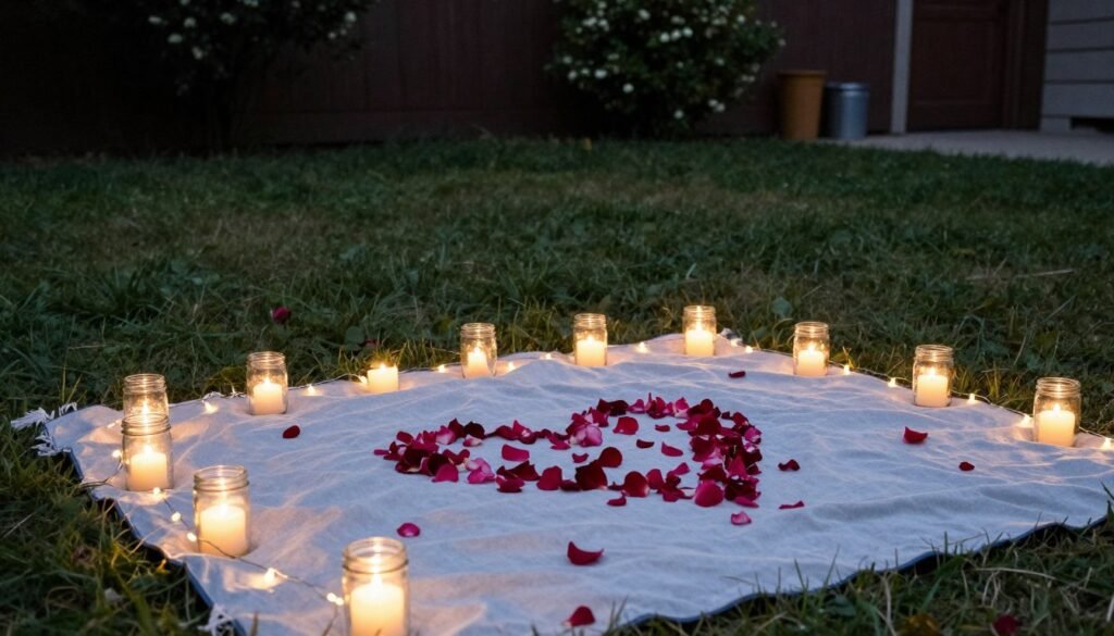 simple but romantic proposal setup with candles