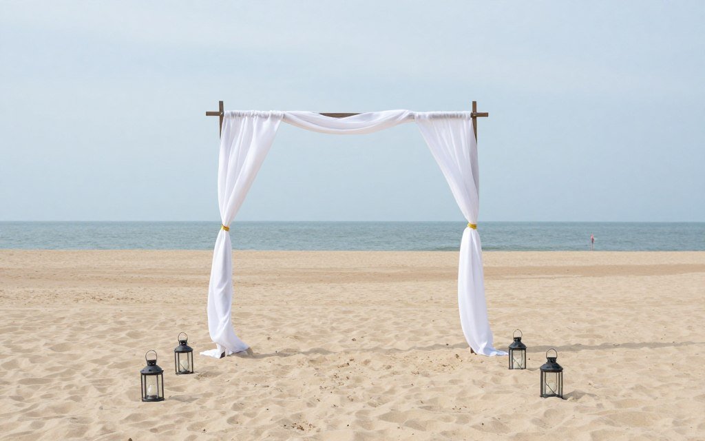 simple elegant beach proposal setup