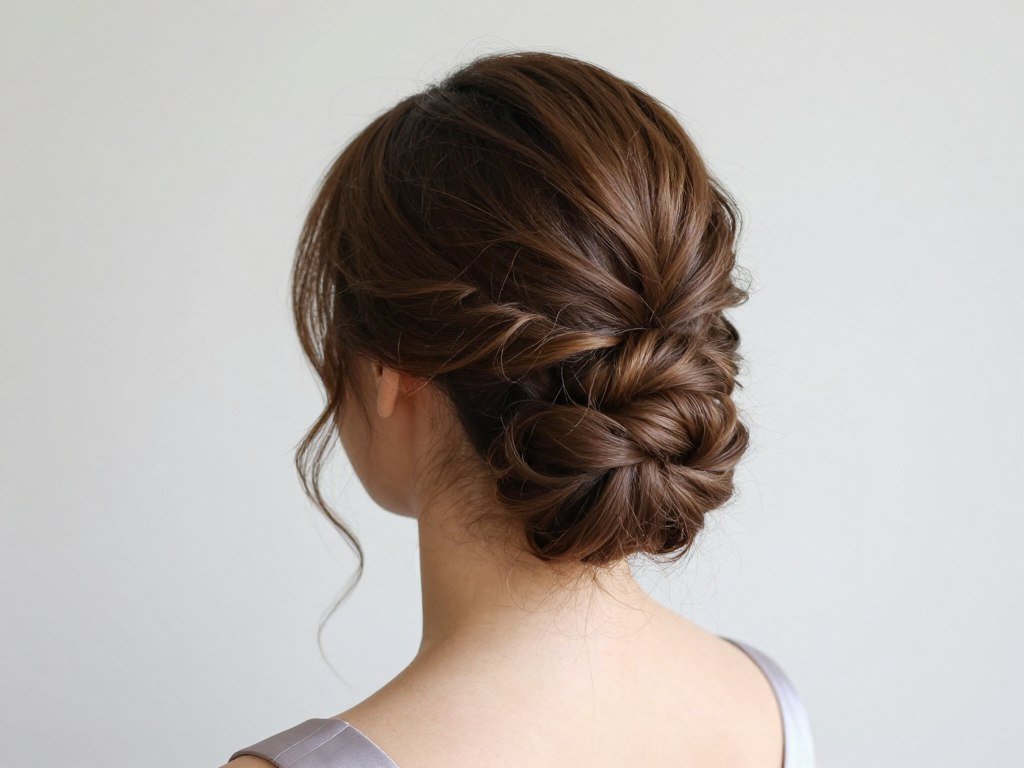 simple low bun bridesmaid hairstyle DIY tutorial result