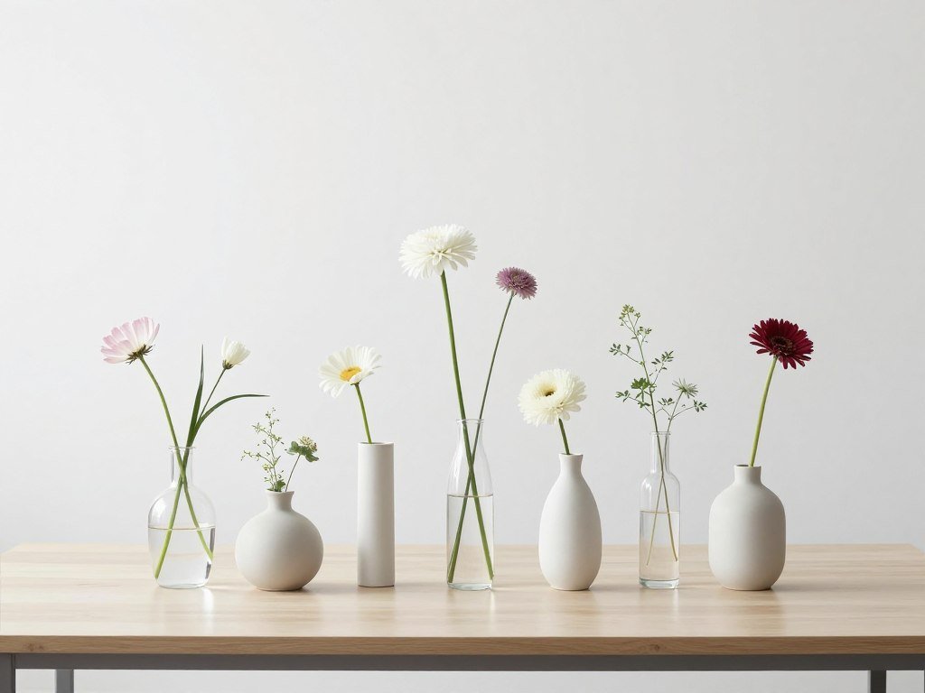 single stem vases as centerpiece