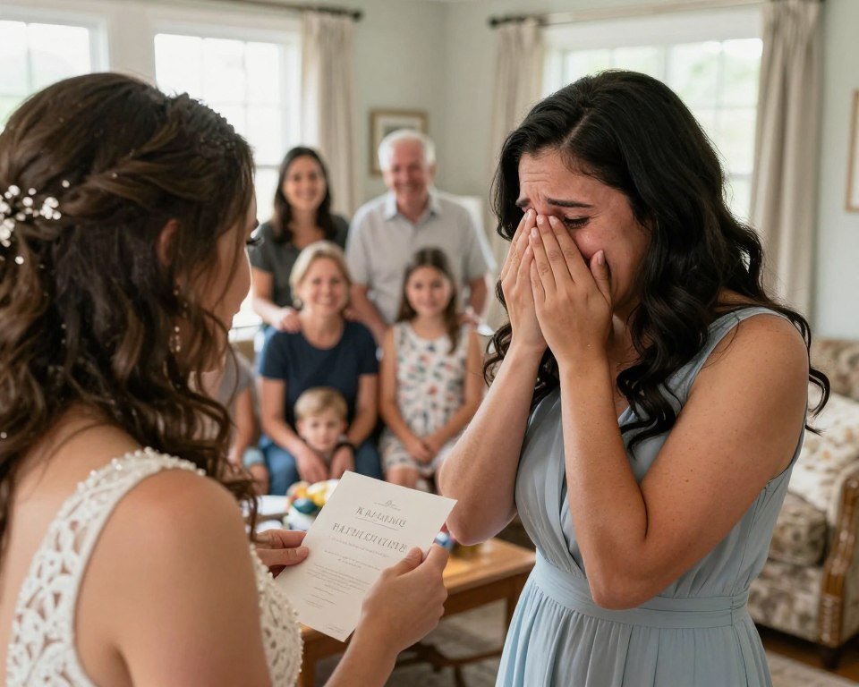 sister receiving bridesmaid proposal