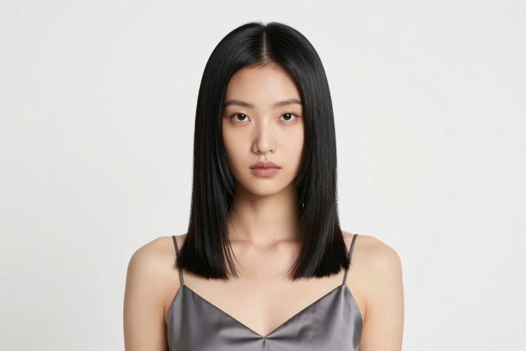 sleek straight bridesmaid hair modern minimalist style