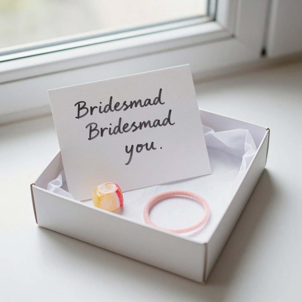 small bridesmaid proposal box with affordable items and personalized note