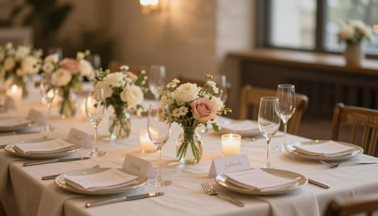 small engagement party ideas with elegant table setting for intimate celebration