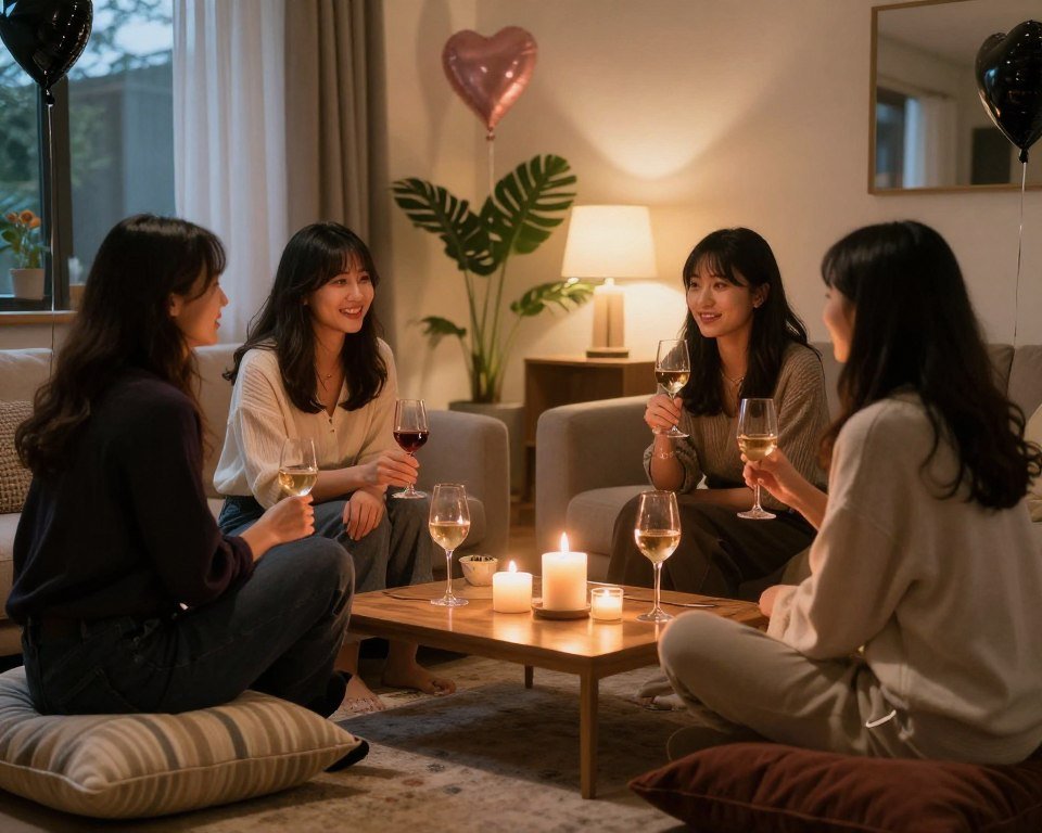 small intimate bachelorette party with close friends sitting in cozy setting small intimate bachelorette party with close friends sitting in cozy setting