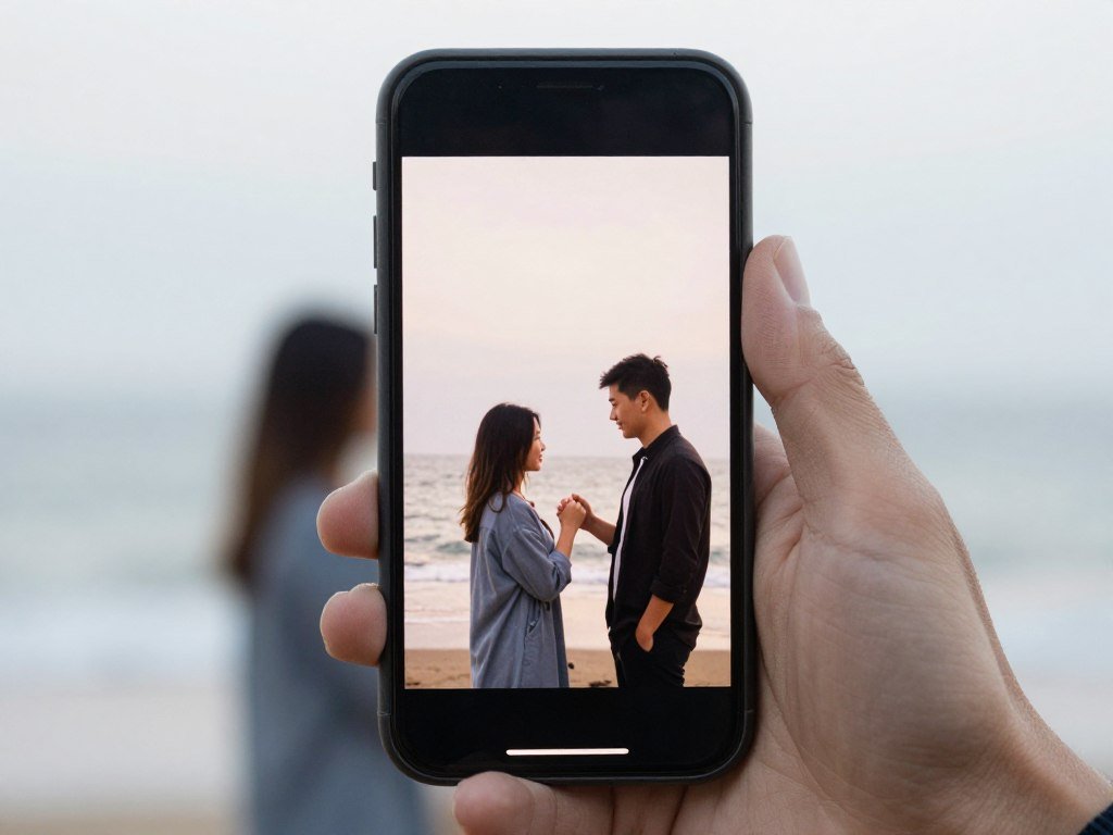 smartphone taking proposal picture with professional quality results