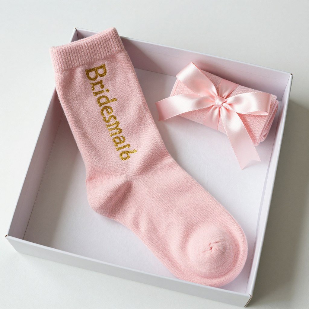 soft personalized socks with bridesmaid message rolled in gift box