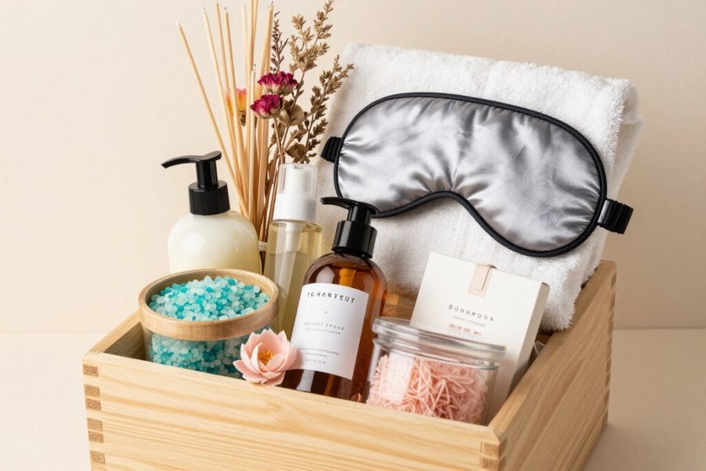 spa gift set for bridesmaid proposal with bath products and silk mask