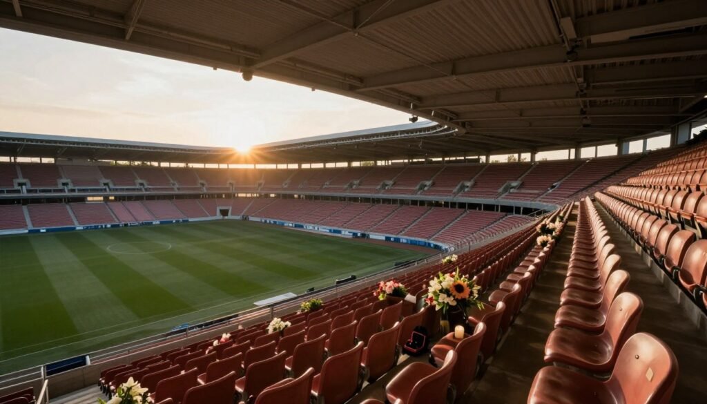 sports stadium with romantic proposal setup
