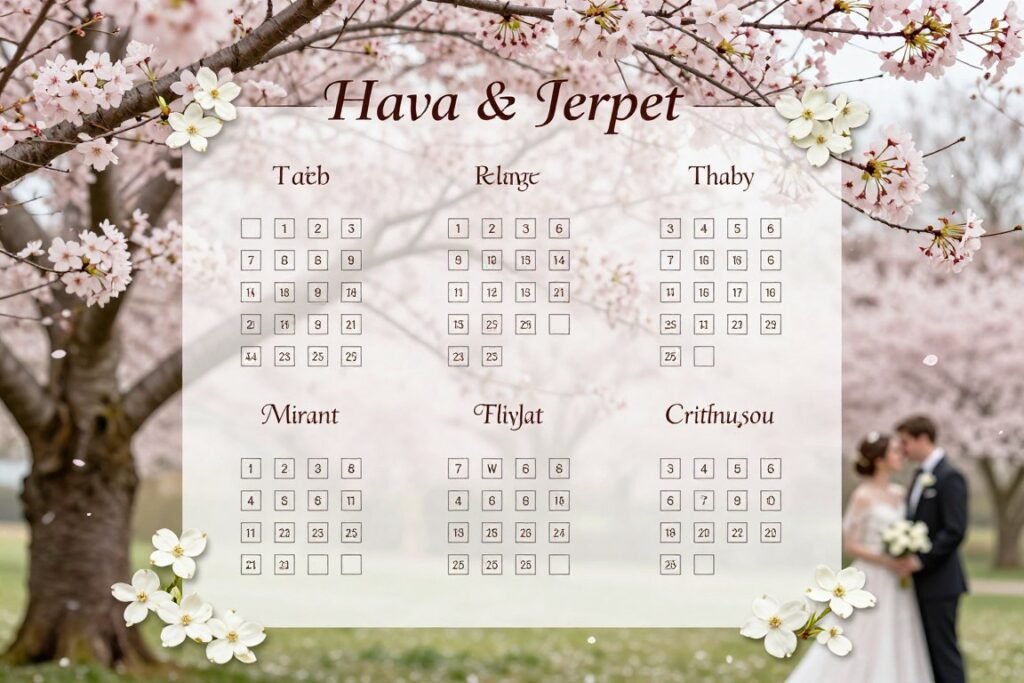 spring cherry blossom seating chart with pink flowers spring cherry blossom seating chart with pink flowers