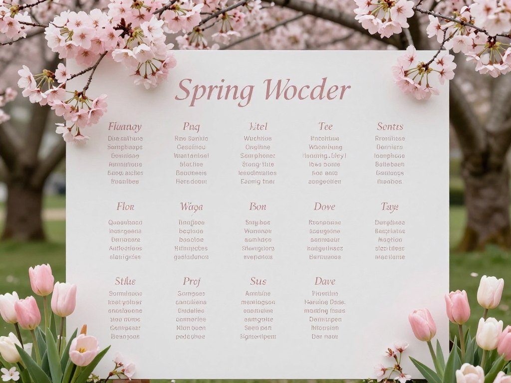 spring floral wedding seating chart