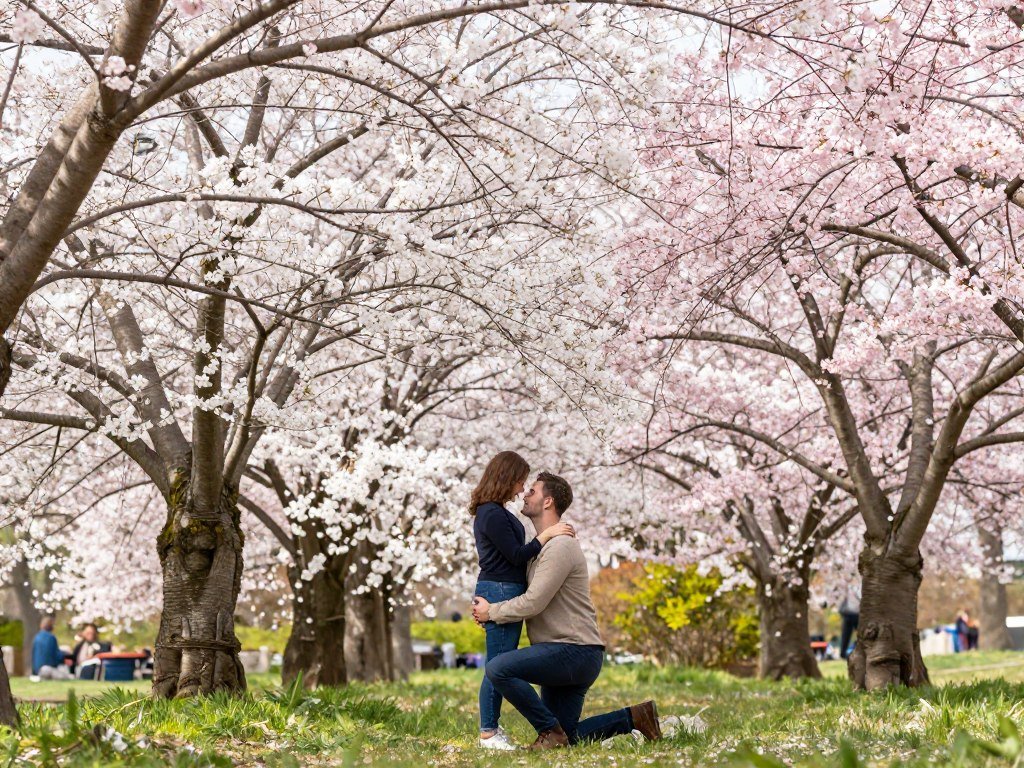 spring garden proposal among flowers spring garden proposal among flowers